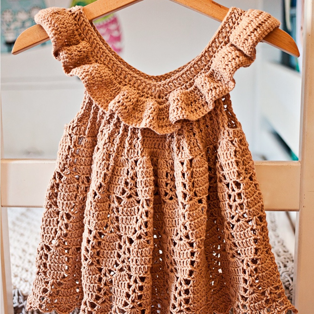 Handmade Crochet Tan Dress